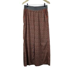 Ranna Gill Pants Small Orange Black Herringbone Wide Leg Boho Vacation Summer